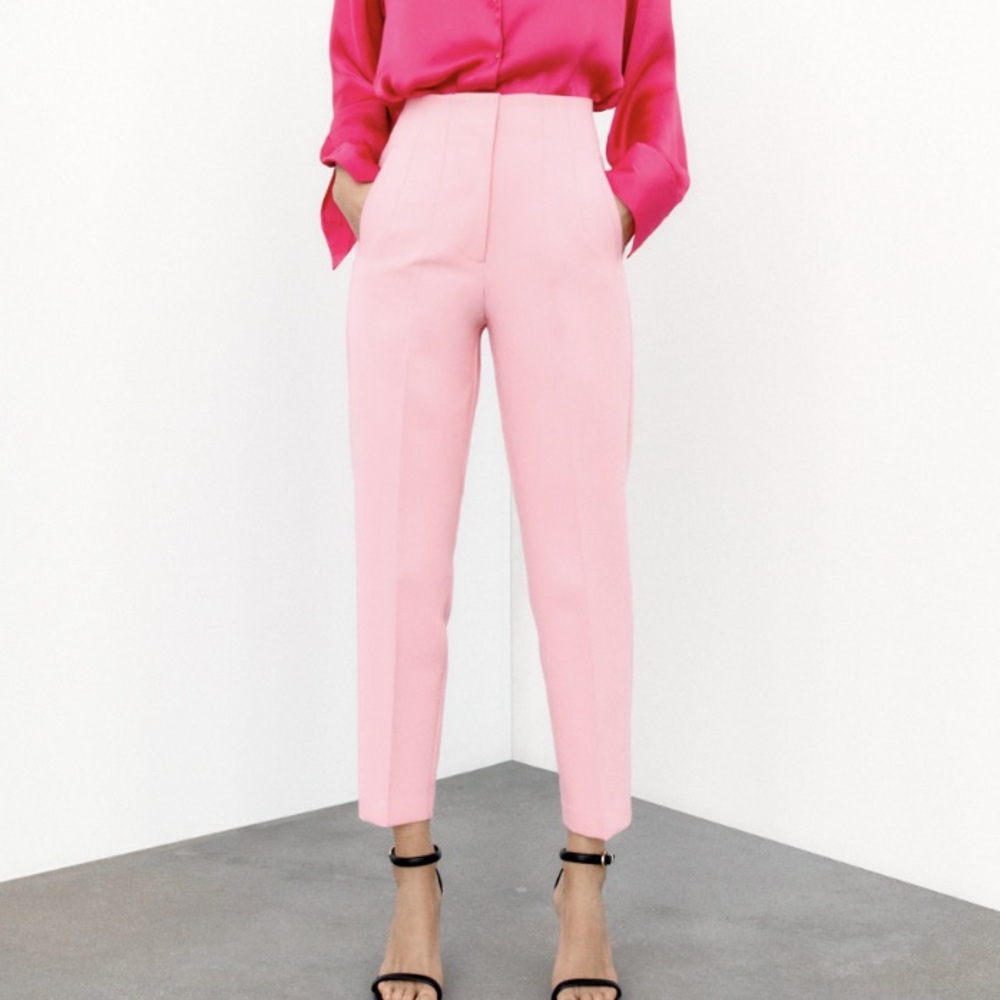 Zara Pink Cropped Ankle Pants